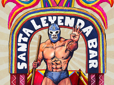 SANTA LEYENDA BAR ·DF· 4TH ANNIVERSARY df hermosillo hmo illustration mexico