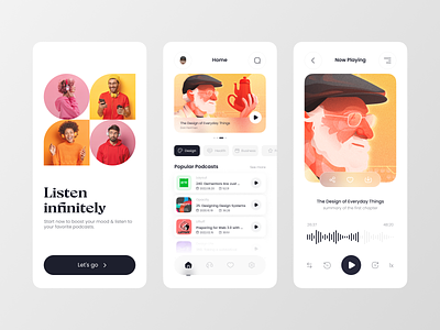 Podcast App _ Light Version🎙 app audio branding clean design dribbble2022 graphic design illustration minimal mobile music podcast podcasting streaming ui ui design ux vector web website