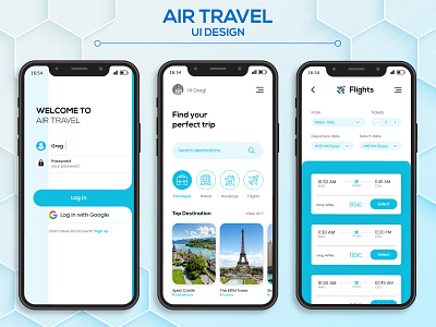 Air Travel App UI Mockup Design