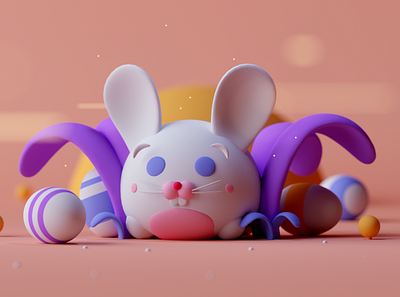 Happy Easter 3d bunny c4d cartoon cinema 4d easter fantasy game happy easter illustration octane