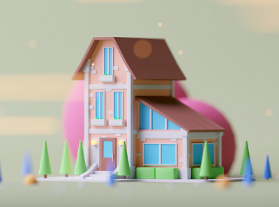 Residence 3d c4d cinema 4d game game building game design illustration isometric lowpoly octane