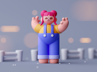 Farm Girl cartoon characterdesign characters cinema 4d design game illustration isometric low poly motiongraphics octane