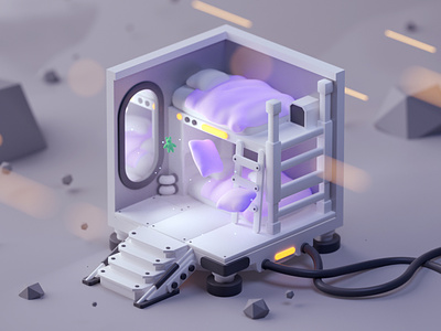Room on the Moon cinema 4d design fantasy game design illustration isometric isometric room low poly lowpoly