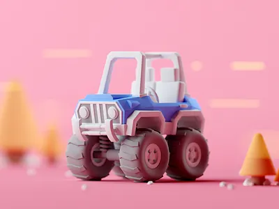 Vehicle Off-Road car cartoon cinema 4d game isometric lowpoly vehicle