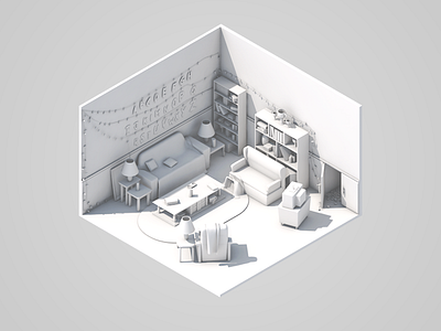 Stranger Things - W.I.P 3d clay furniture isometric isometric room lowpoly room stranger things