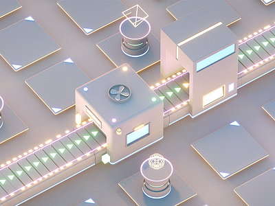 Bright Factory clay render factory isometric octane