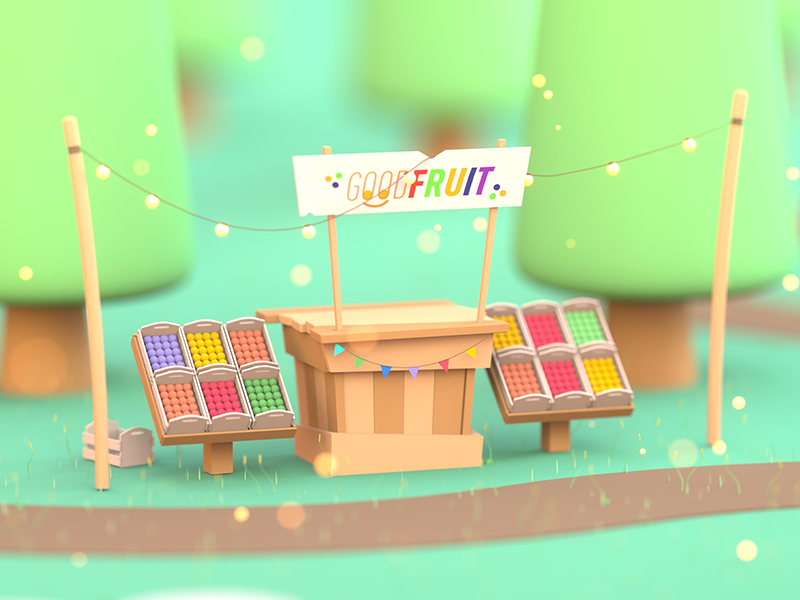 Fruit Seller Stand isometric daylight light road forest stand seller fruit