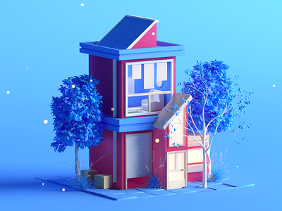 House blender c4d cartoon cinema 4d game game building isometric low poly lowpoly macro paper