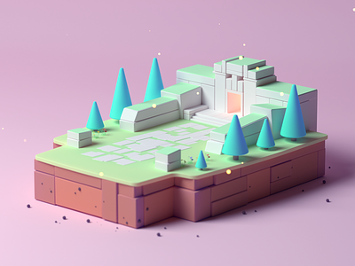 Small Land c4d cinema 4d fantasy game game design illustration isometric isometric room land low poly lowpoly magic octane