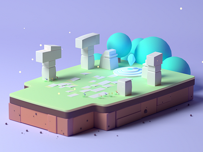 Small Land Crystal 3d c4d cartoon cinema 4d environment fantasy forest game illustration isometric isometric room lowpoly magic octane