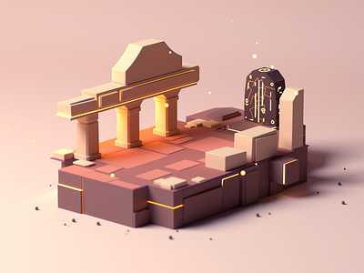 Small Land Altar 3d b3d blender c4d cartoon cinema 4d game illustration isometric isometric room low poly lowpoly