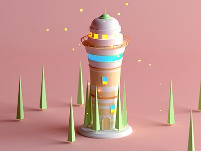 Vigilance Tower 3d c4d cinema 4d game game building game design isometric isometric room lowpoly octane