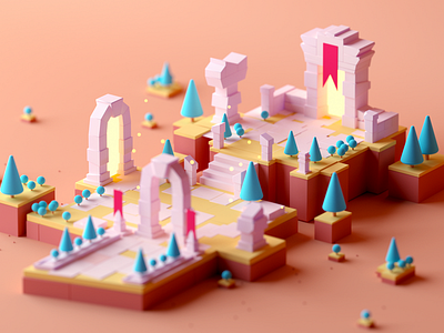 Game Environment #1 3d c4d cinema 4d design fantasy game game building game design illustration isometric isometric room low poly lowpoly octane