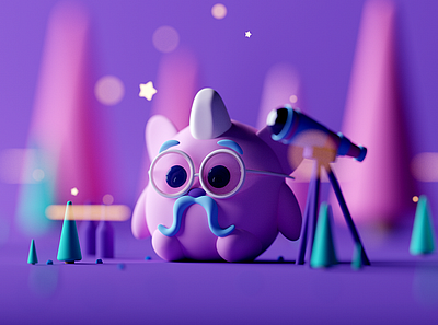 Watching Stars 3d c4d cartoon character character design cinema 4d fantasy game game design isometric lowpoly monster octane