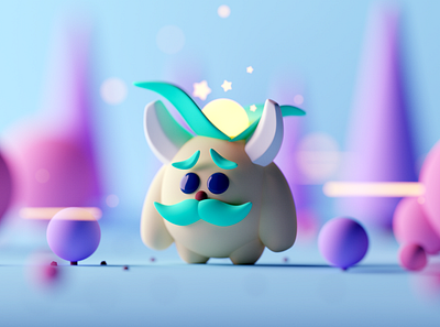 Mustache Monster c4d cartoon character character design cinema 4d cute fantasy game isometric isometric room lowpoly monster octane