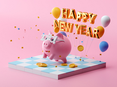 Happy New Year!!! 3d c4d cinema 4d game illustration isometric isometric room low poly lowpoly octane