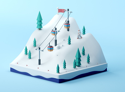Ski Hill 3d c4d cinema 4d illustration isometric isometric room low poly lowpoly