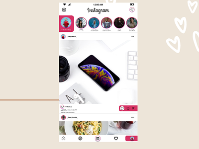 Instagram UI \\ Redesign 3d animation app branding design graphic design illustration illustrator logo motion graphics my first shot redesign sample ui vector