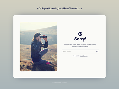 404 Page - Cotto Upcoming WordPress Theme 404 card clean design ecommerce illustration inspiration logo minimal modern multipurpose retro search shop store web design webdesign website woocommerce wordpress