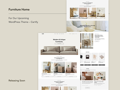 Cartify - Upcoming Multipurpose WordPress Theme clean ecommerce furniture home decor minimal modern shop sofa themeforest web design wordpress