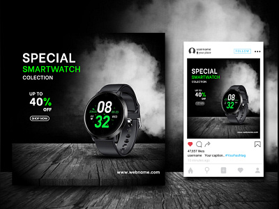 Social media watch post advertisement banner design graphicdesign smart watch social social media post social media post design watch web banner