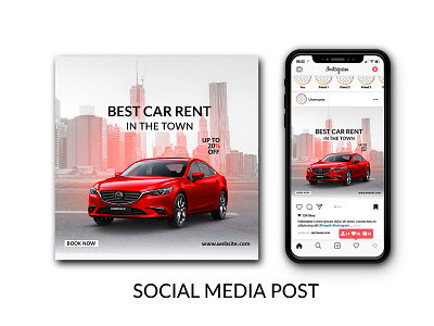 Social Media Post Banner ad advertisement banner car banner design graphic design red car banner template web banner