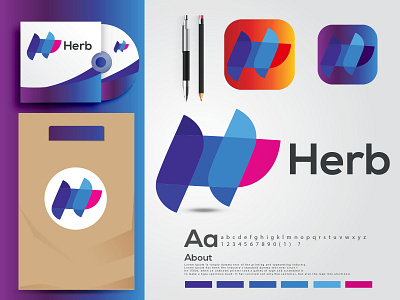 herb modern logo|H  letter logo| logo mark|branding logo