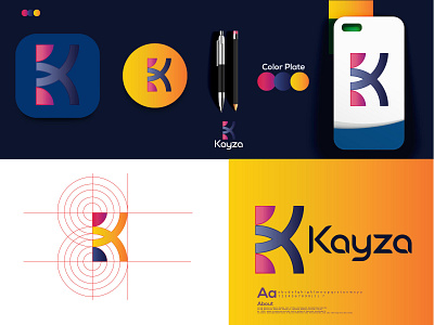 k modern letter logo | Kayza modern logo