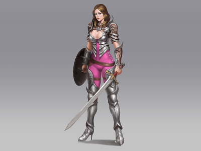 knight in pink 2d concept art game concept illustration knight woman