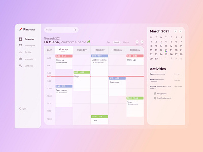 Dashboard UI/UX design 2021 app calendar ui dashboard design glassmorphism gradient ui ux web