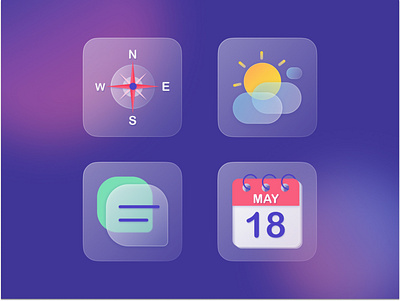 App icons 2021 app calendar dailyui design flat glassmorphism iconography icons icons pack maps message ui ux weather web