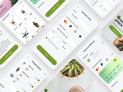 Concept app design • Plant Store "Greenery place" app app design concept design credit card ecommerce green hi fidelity marketplace mobile mockup plant store product card store template ui ui ux uidesign user interface ux web