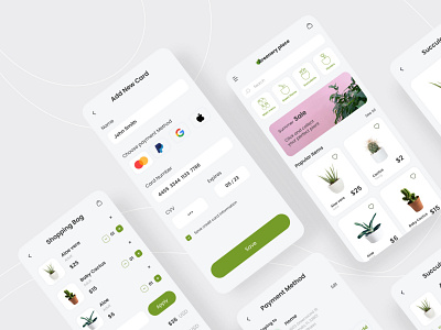 Concept app design • Plant Store "Greenery place" app app design clean clean design dailyui eco ecommerce app green hi fidelity interactions mockup plant store plants store ui ui design ui ux user interface ux