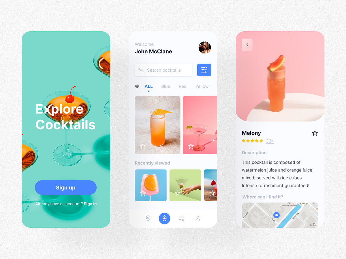 Cocktails App designs, themes, templates and downloadable graphic