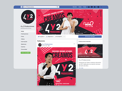 4 y 2 Producciones - Logo and Facebook page branding cover creative design entertainment facebook logo theater web