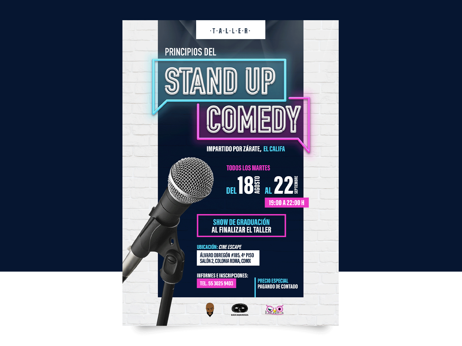 Stand Up Comedy Workshop - Poster comedy design illustrator logo microphone neon light neon sign stand up vector workshop
