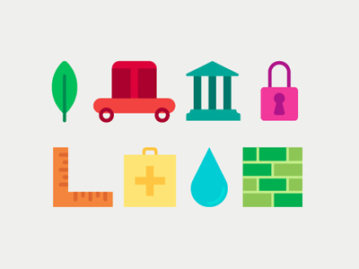 Unused Icon Set buildings education energy environment government healthcare icon icon set icons public safety transport