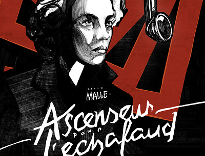 Ascenseur pour l'échafaud editorial illustration film hand drawn illustration poster design poster illustration