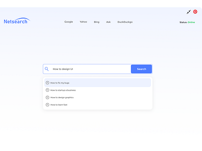Netsearch UI Design design design app desktop homepage ui uiux windows