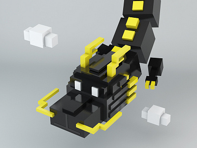 A Black Chinese Dragon 3d 8bit black c4d chinese dragon illustration lego pixel