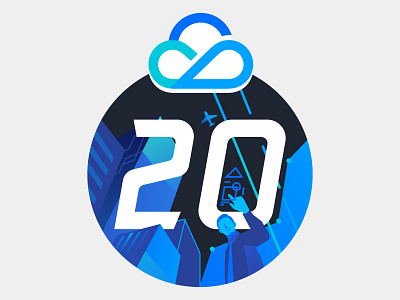 20th Logo branding cloud digit icon illustration logo numerical technology