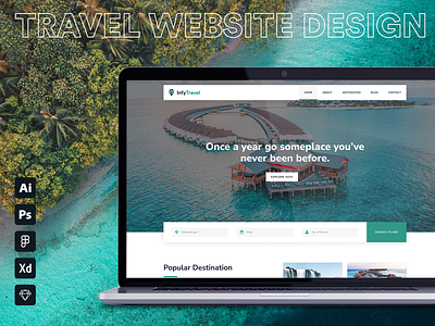 Travel web design branding design flat illustration logo u ui ui design ui ux ux web