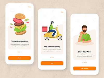 Food Delivery App - Onboarding app ui design fastfooddelivery food delivery app foodapp intro screens onboarding ui ui design uiux ux