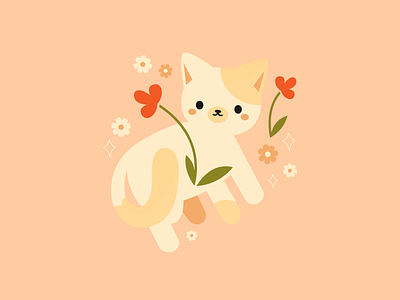 Happy Caturday! cat caturday cute flower illustration pattern tile