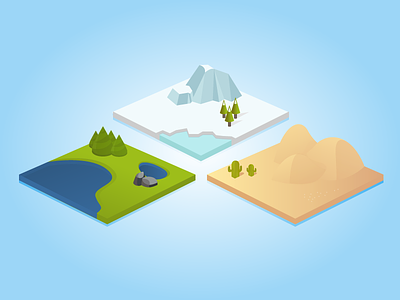 Bitty Biomes biome illutration isometric landscape vector