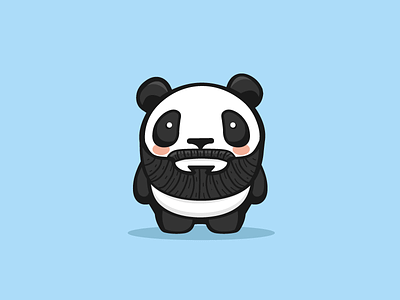 Bearded Panda beard cartoon illustration panda