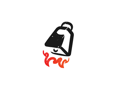 Rad Cowbell cowbell fire flame grunge logo rad