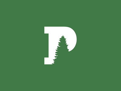 P is for Pine icon letter logo minimal p pine tree