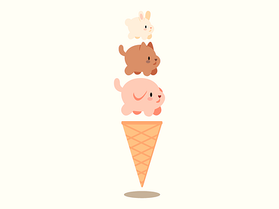Neopolitan bunny cat chocolate dog flat ice cream minimal neopolitan rabbit strawberry vanilla