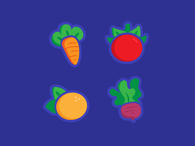 Produce Patch beet carrot fruit game icon illustration minimal nectarine orange raddish tomato vector vegetable veggie